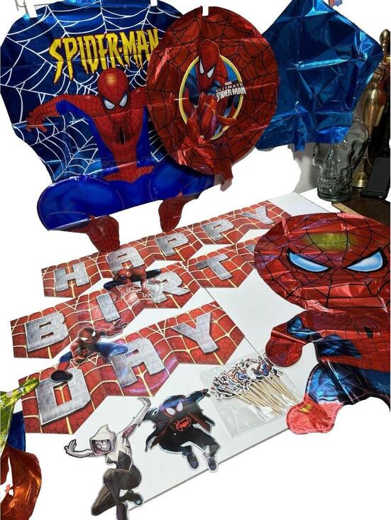 Other - Spider-Man Birthday Party Decorations Set Banner Foil Balloons Cupcake Picks New